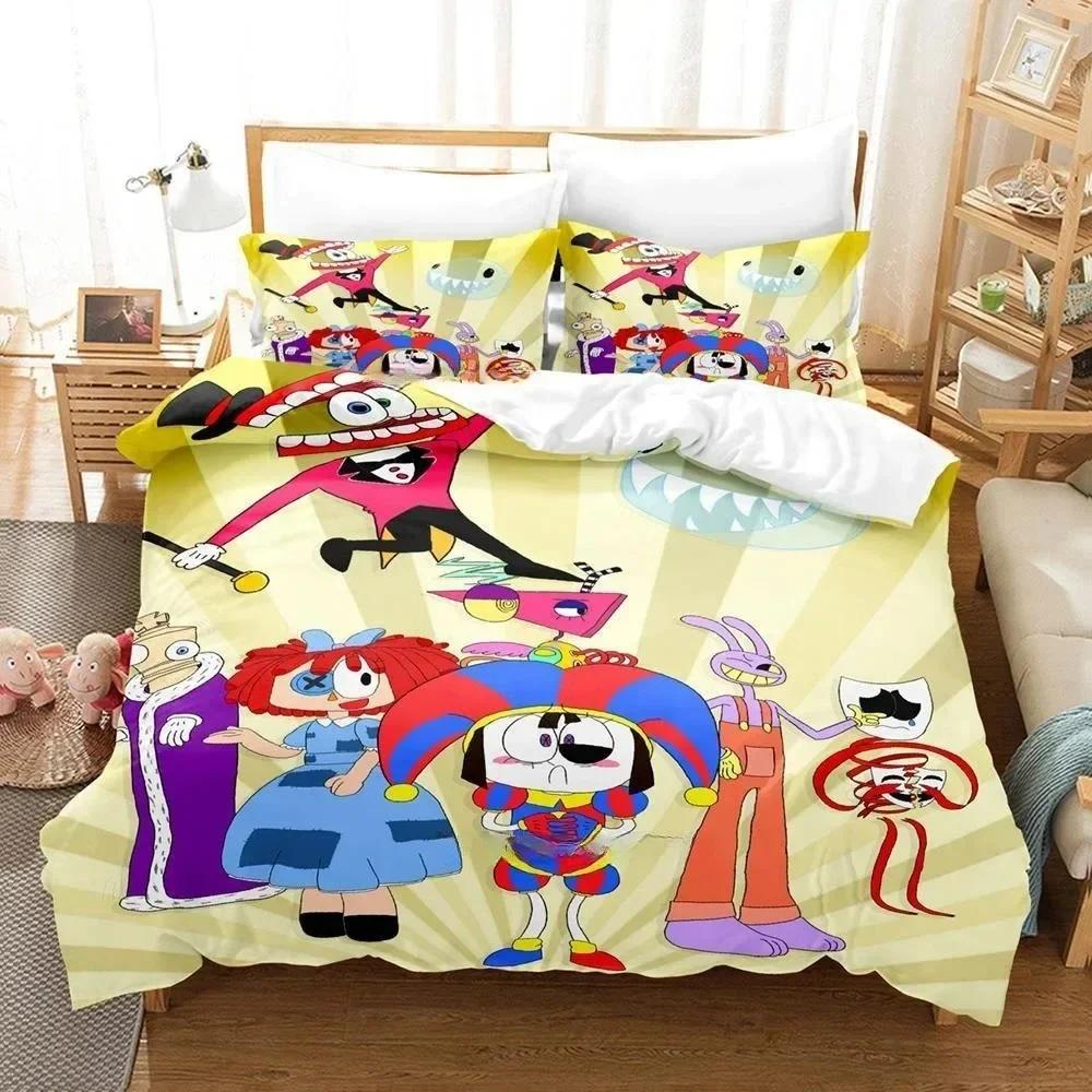 3D Printing The Amazing Digital Circus Bedding Set Cartoon Anime Three-piece Set Adult Kid Bedroom Duvetcover Sets Home Textiles