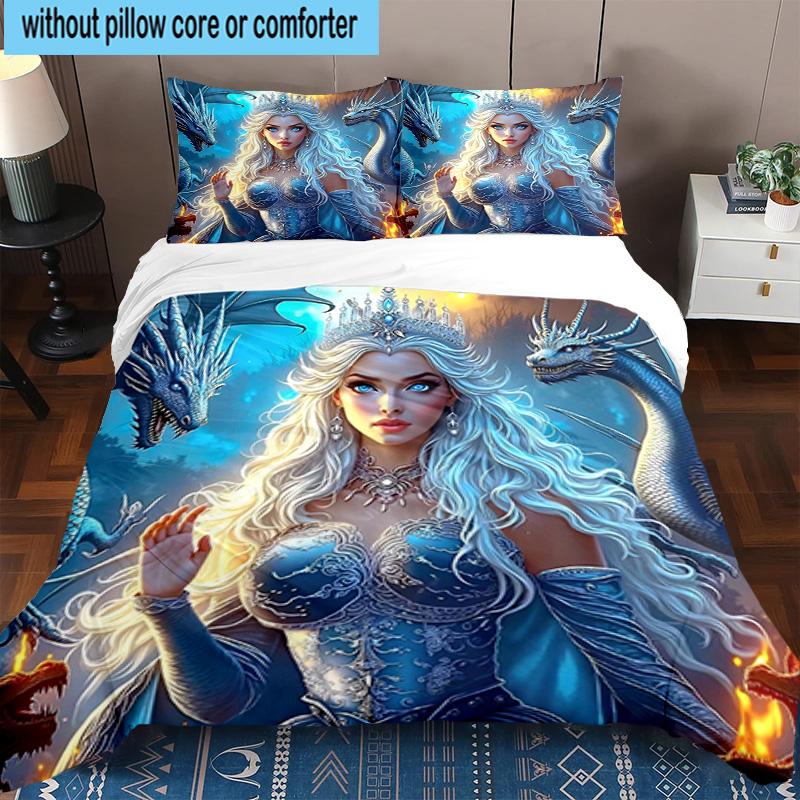 Dragon Queen's Majesty 3pcs Bedding,Including 1pc Duvet Cover And 2pcs Pillowcases Perfect for Christmas,Ideal for Bedroom, Dormitory