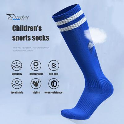 1 paio di calzini da calcio a righe alti fino al ginocchio, antiscivolo, traspiranti, elastici, per bambini, giovani, sportivi, calcio, compressione, calze a tubo alte