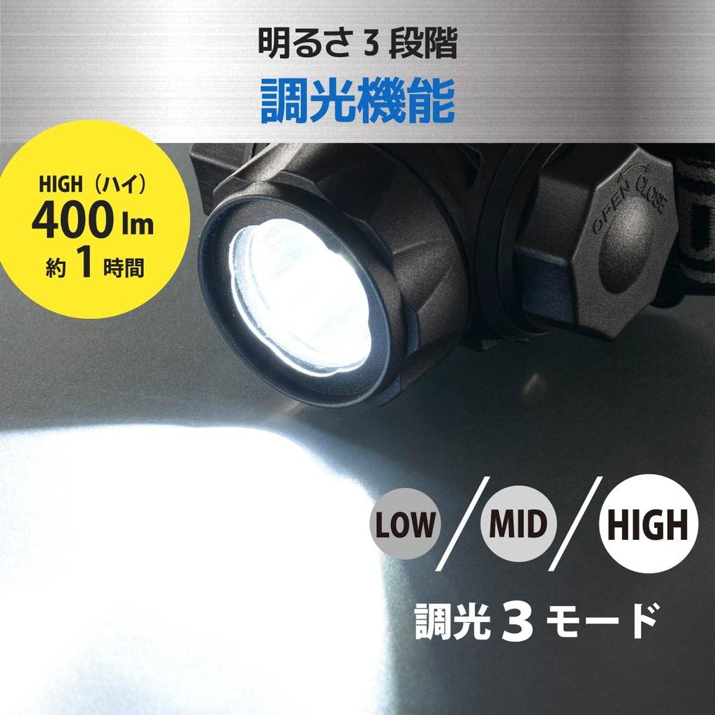 OHM Electric LED 400 ANSI Standard Compliant LC-SYW433-K2 08-1028 Headlight, Wared, Lumens, 3-Point Headband, IPX4,