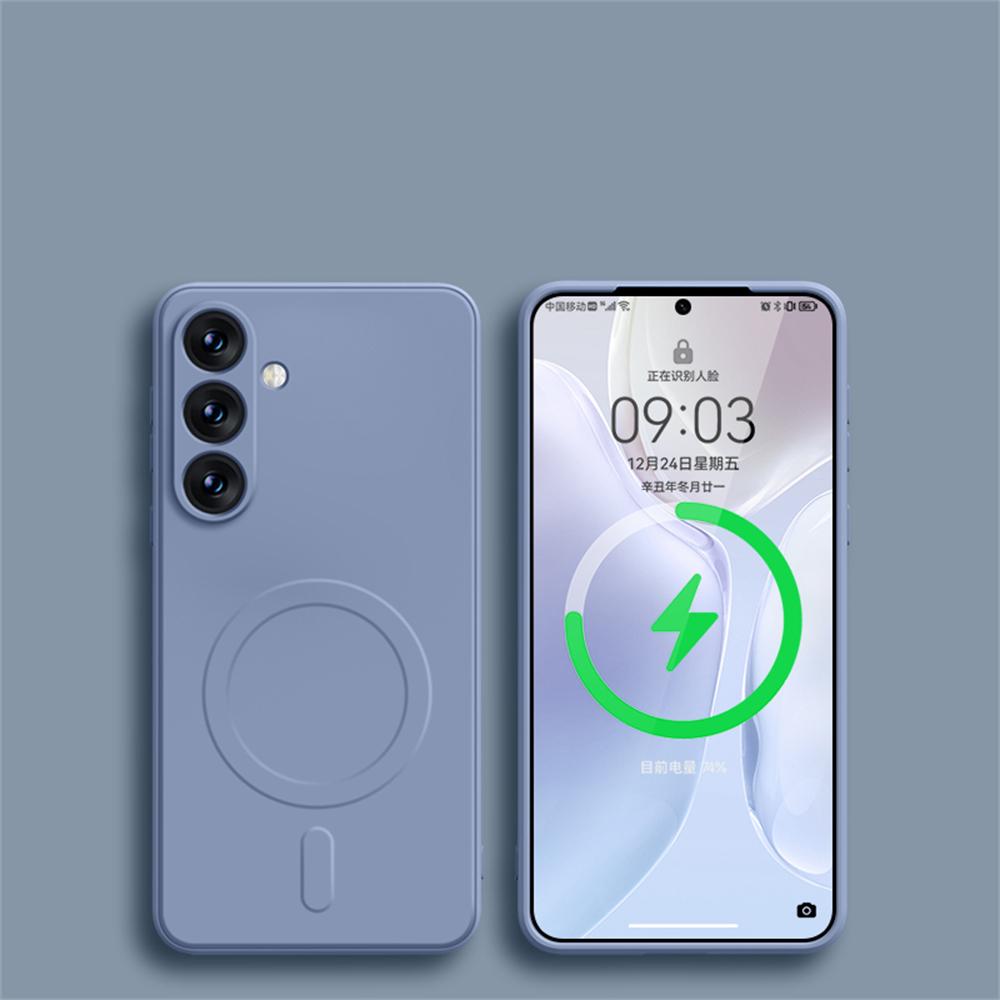 Τετράγωνη μαγνητική ασύρματη θήκη φόρτισης υγρής σιλικόνης για Samsung Galaxy S24 Ultra S23 FE S22 S21 Plus Magsafe Αντικραδασμικό κάλυμμα