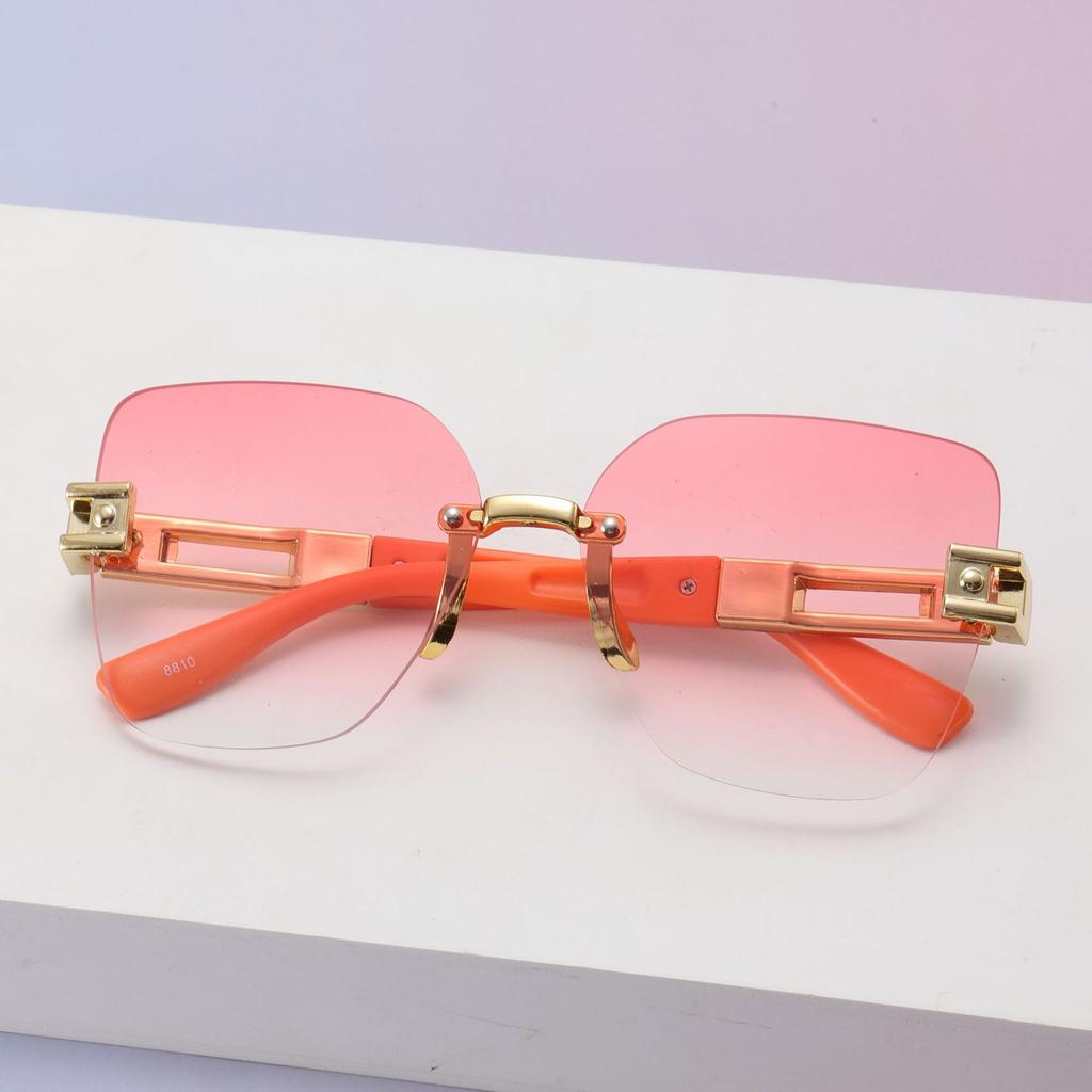 Frameless Diamond Trimmed Square Sunglasses Sunglasses Ladies Fashion Commuter Sunglasses