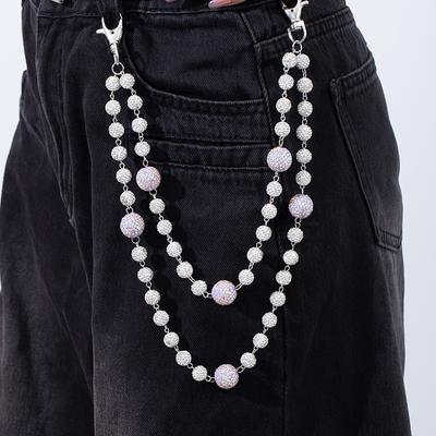 Osobnostní Niche High-End Řetízek na pas Pánské Džínové Přívěsek Doplňky Dámská Móda Diamantový Míč Diamantový Řetízek na Kalhoty Řetízek na Tělo