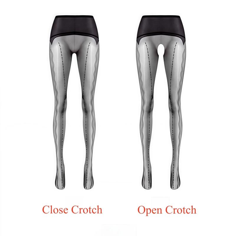 360 Seamless Leg Slim Pantyhose Fancy Wave Code Striped Clubwear Streetwear Stockings Women Sexy Oil Shiny Transparent Lingerie