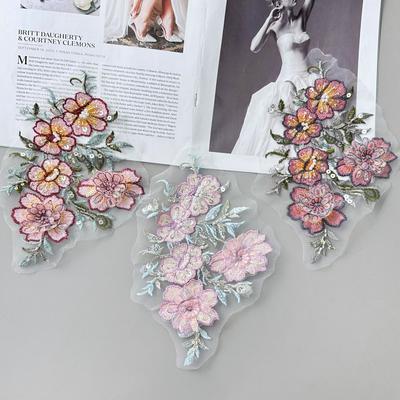 Kontrastní Barva Síťovina Korálky Flitry Výšivka Látková Nálepka Cheongsam Tričko Diy Doplňky Záplata Nálepka Oblečení Látková Nálepka Doplňky