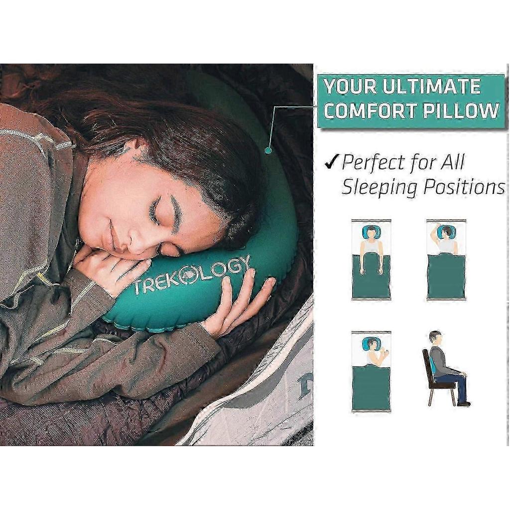 TREKOLOGY ALUFT 2.0 Ultralight Inflatable Camping Pillow, Ergonomic Design for Neck and Lumbar Support, Portable Travel Sleep Pillow