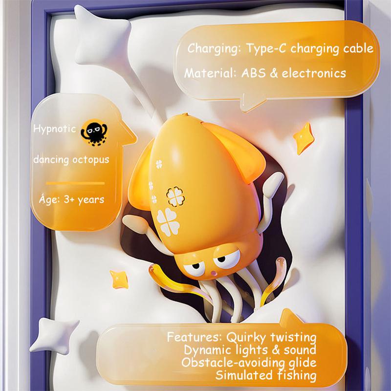 Elektryczna Tańcząca Zabawka Kałamarnica, Pełzająca Tańcząca Automatyczna Zabawka Ośmiornica z Czujnikiem Unikania Przeszkód Ze Światłami LED i Muzyką