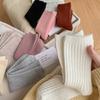 Women's Winter Wool Mid-Calf Socks, Trendy Korean and Japanese Style, Knee-High, Solid Color.
