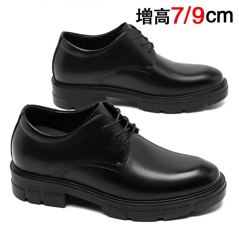 2025 neue innere Erhöhung Leder Schuhe Herren Plateau Business Dress Derby Schuhe Leder Atmungsaktiv Arbeit Interview Herrenschuhe