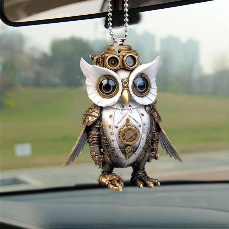 Owl Car Interior Decoration Pendant Acrylic Flat Car Rearview Mirror Jewelry Pendant Keychain Pendant