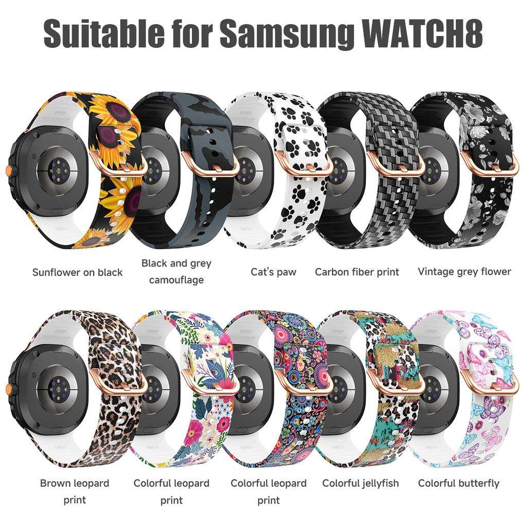 Printing Silicone Strap for Samsung Galaxy Watch 8 40mm 44mm/8 Classic 46mm Men Women Silicone Sport Strap For Galaxy Watch7 Ultra 47mm 2025 Wristband