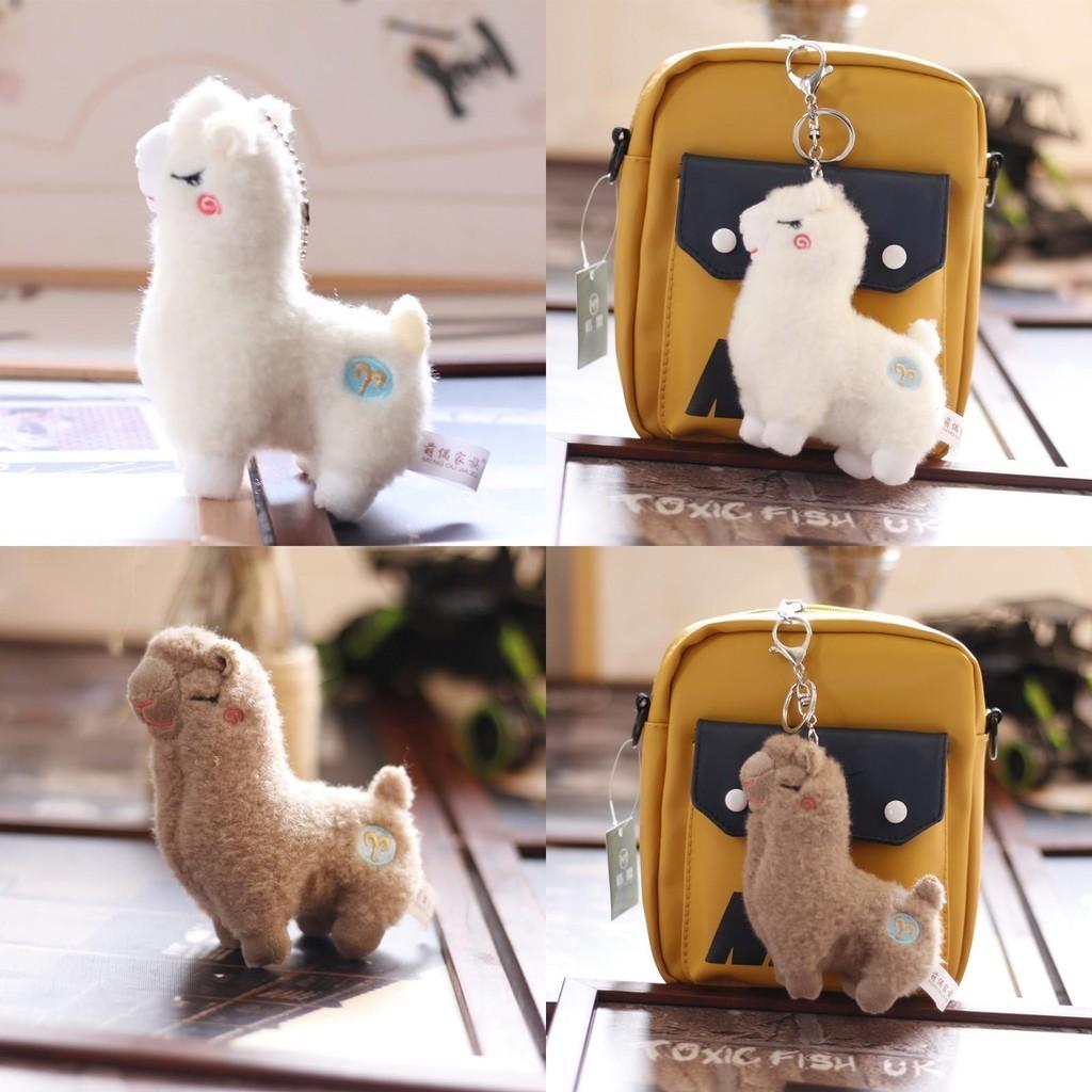 Cute Cartoon Alpaca Plush Toy Mini Fluffy Lamb Doll Keychain For Bags