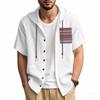Men's Solid-color Casual Short-sleeved Shirt with a Hood, Fashionable and Loose Vacation Beach Men's Shirt