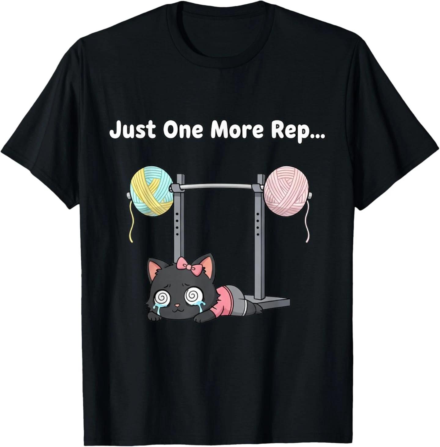 Just One More Rep Funny Female Cat Squat Workout Chibi T-Shirt M