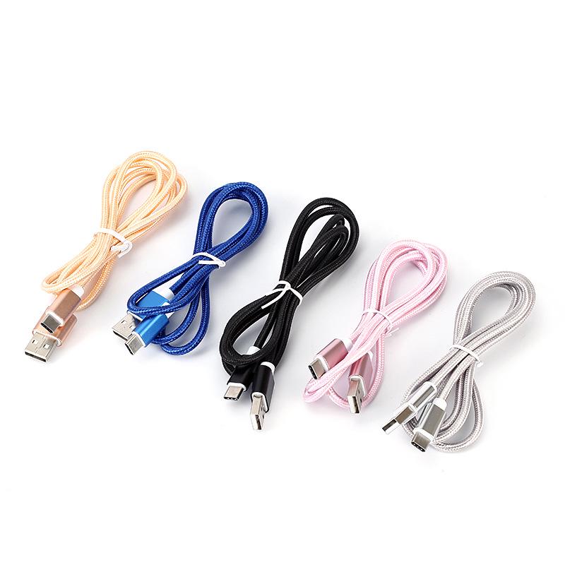 Braided Charging Cable: Compatible with Android, Apple Type-C, Huawei Fast Charging, and V8 USB.