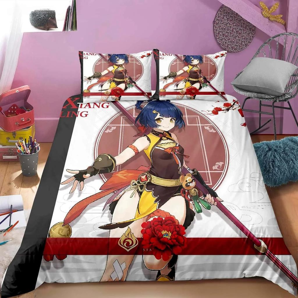 New Anime Genshin Impact 3D Printed Bedding Set King Duvet Cover Pillow Case Comforter Cover Bedclothes Bed Linens Home Textiles