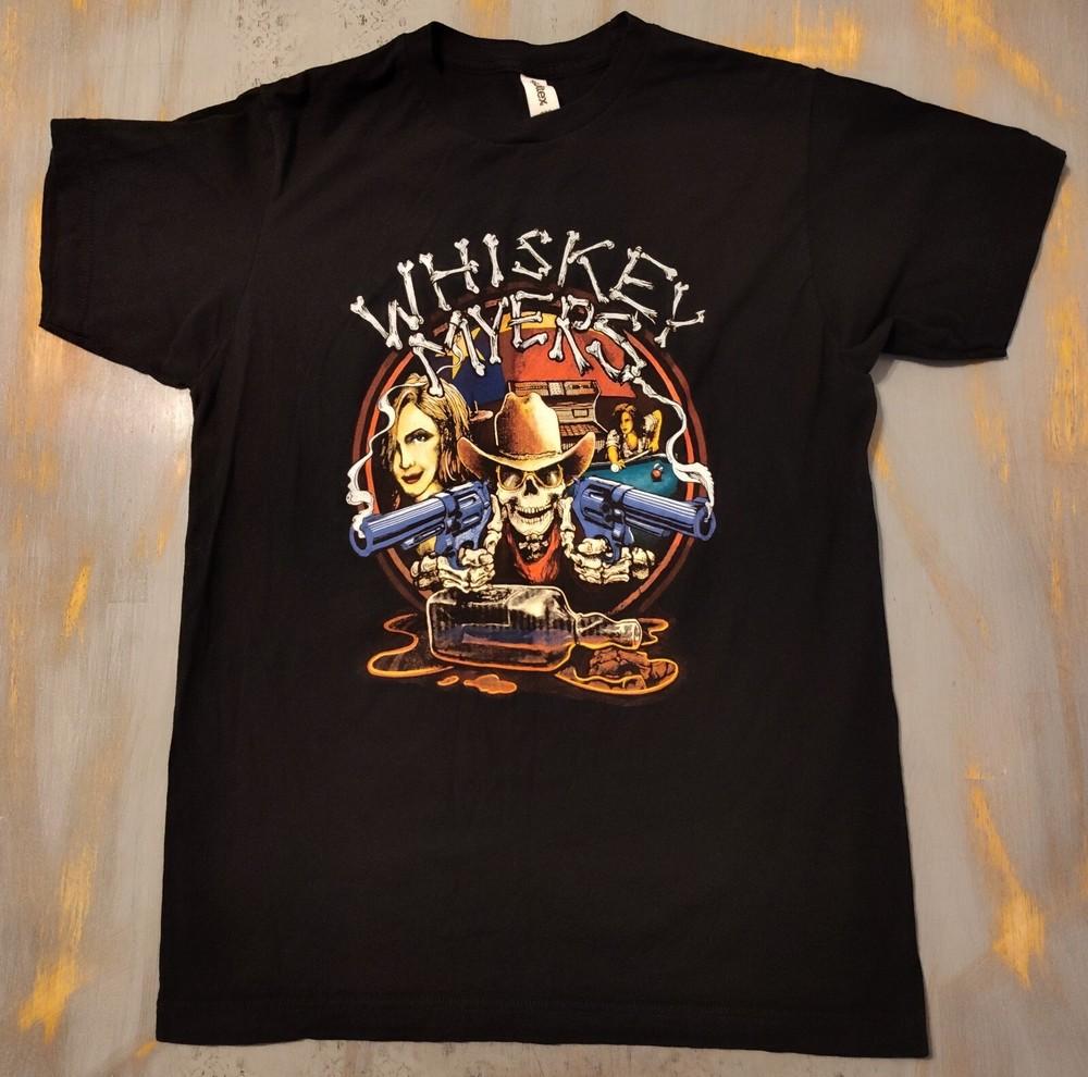 Whiskey Myers Скелет Ковбой Револьверы Южный Рок Черная Футболка LI1928 Унисекс Футболка XL
