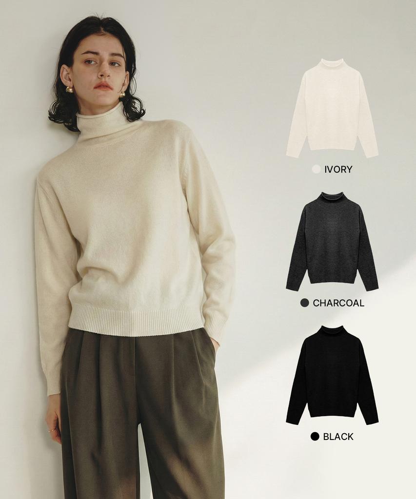 ZEROSTREET [3 Colors] Le Zero Cashmere Wholegarment Turtleneck Knit