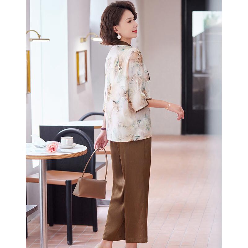Paster Women's Summer Chinese Style Frog Button Floral Set