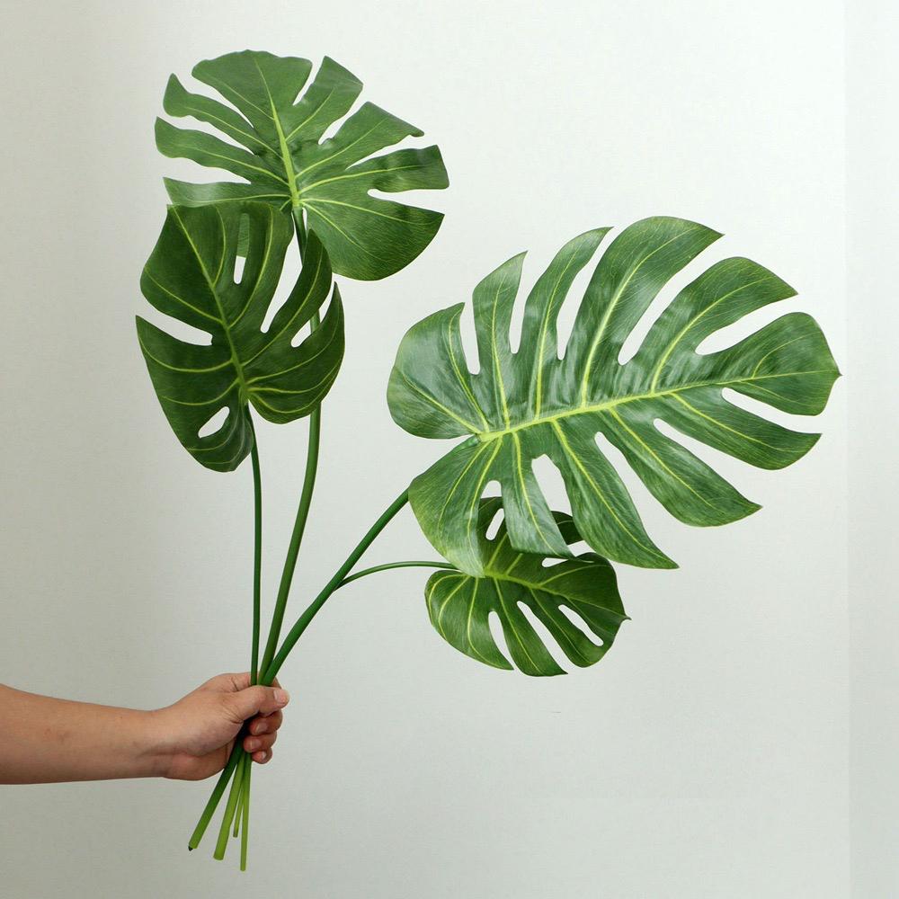 Artificial Palm Leaves Turtle Leaf Realistic Decorative Plant Turtle Leaf Home Room Hawaiian Decoration Monstera Plant