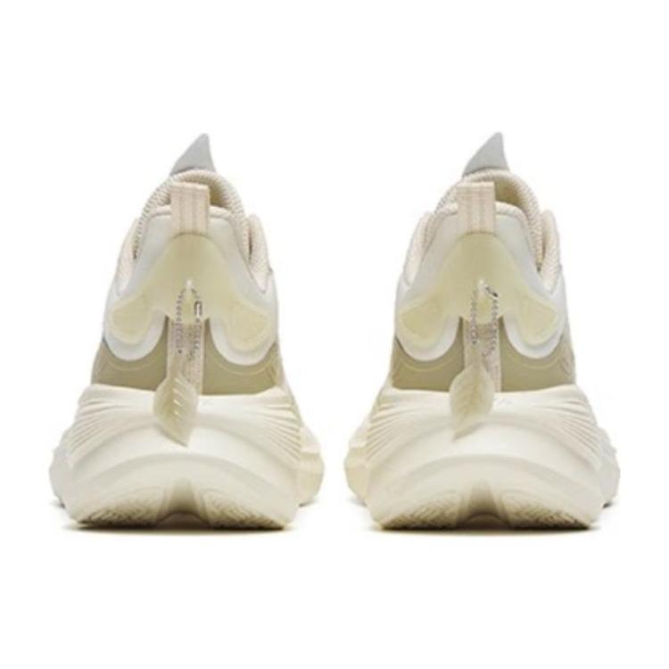 New Anta Leaf 3.0 Cushioned Slip Resistant Abrasion Resistant Breathable Low Top Sprint Running Shoes Women's Beige Yellow