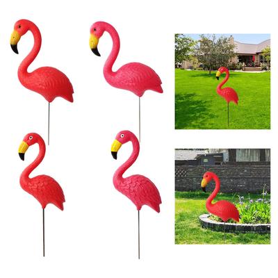 Bird Statue Figurine, Yard Art Ornament Cake Topper Decoration Flamingo Garden Stake Sculpture for Flowerpot Holiday Planter