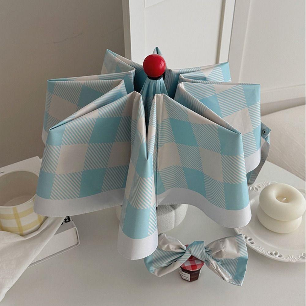 Minimally Designed Grid Sun Protection Umbrella Sun Shading Folding Umbrella  Summer Use