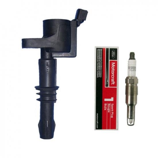 

Motorcraft SP546 Spark Plug PZH14F (1) + (1) Coil For 2004-08 Ford Lincoln