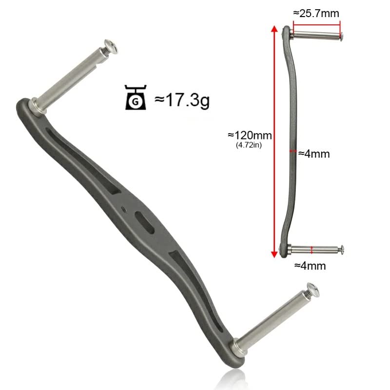 VISPREA Aluminum Alloy Baitcasting Reel and Abu Garcia Replacement Custom YU263 Handle, 120mm, Crank, Shimano, Daiwa, Compatible, Part, (Black)