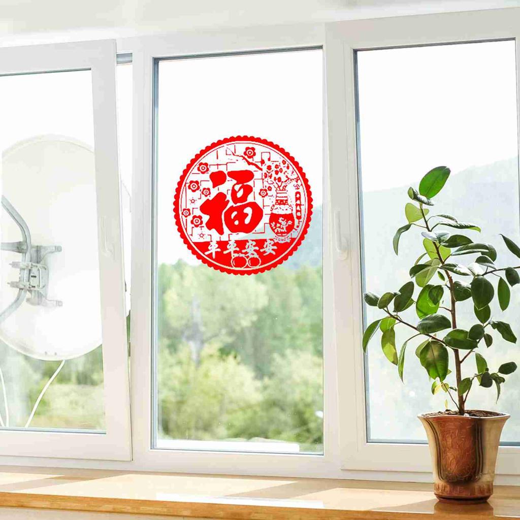 Fensteraufkleber Statische Folie Chinesisches Neujahr Fensteraufkleber Rot Frühlingsfest Fensterdekorationen
