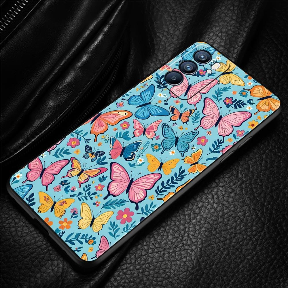 Butterfly Design Phone Case For Oppo A17 A31 A54 A57 A78 A79 A98 Find X5 X6 Reno 6 7 8 10 11 12 13 F Pro 5G Soft TPU Cover Capas