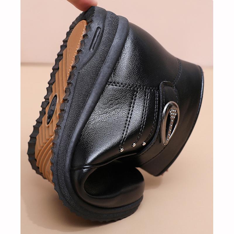 Ghete de iarnă căptușite cu fleece gros, cu talpă moale anti-alunecare, pantofi confortabili și călduroși pentru femei vârstnice