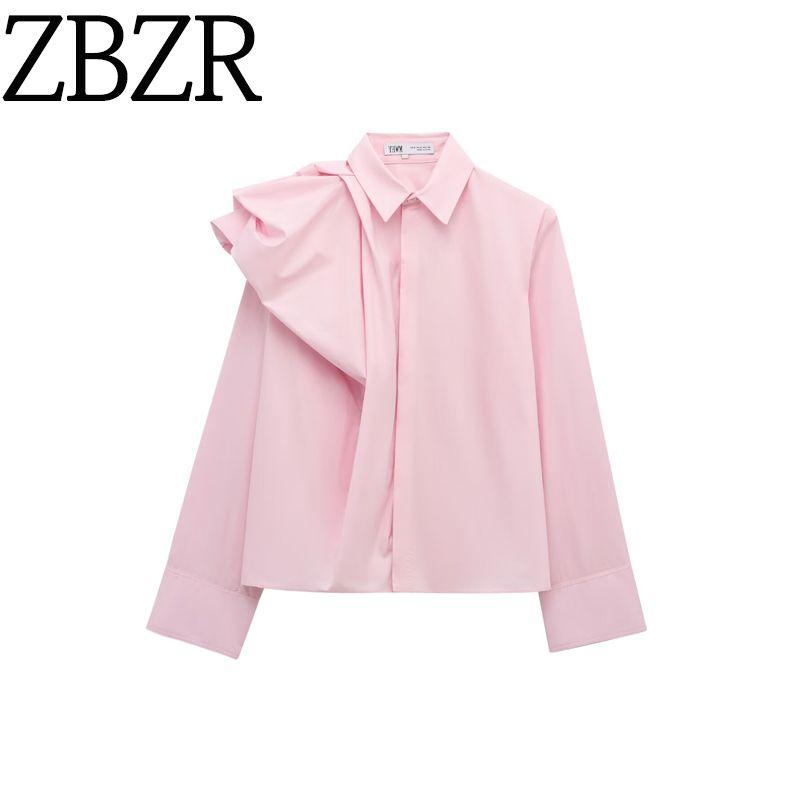 Za Autumn New Arrivals Women's Clothing Zr European and American Style Fashionable Shoulder Puff Design Poplin Shirt 2510259