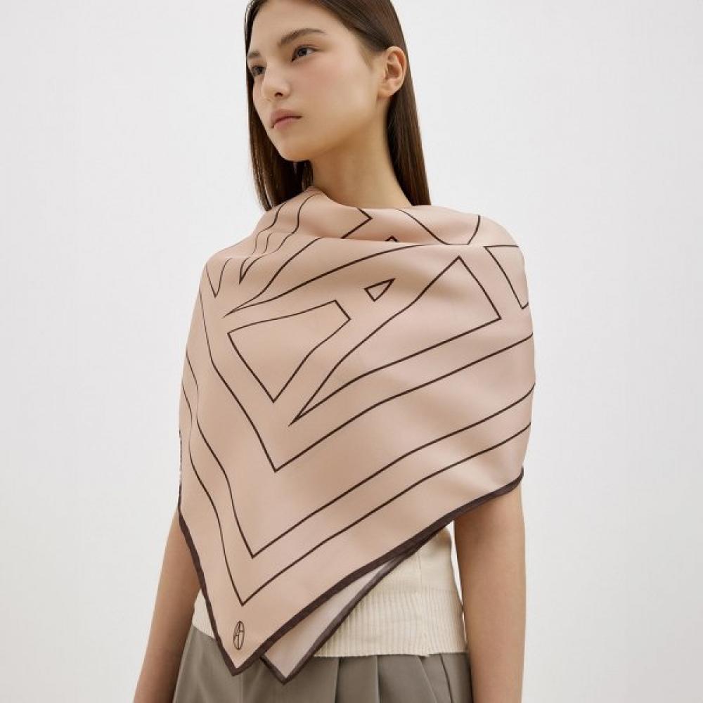 

Avvina Square Silk Scarf 90 Brown Beige Single option