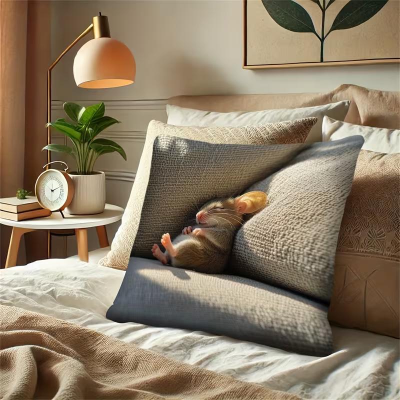 Cute animals print pillowcase: 2D flat printing, non-real embroidery, night sofa  night sofa cushion