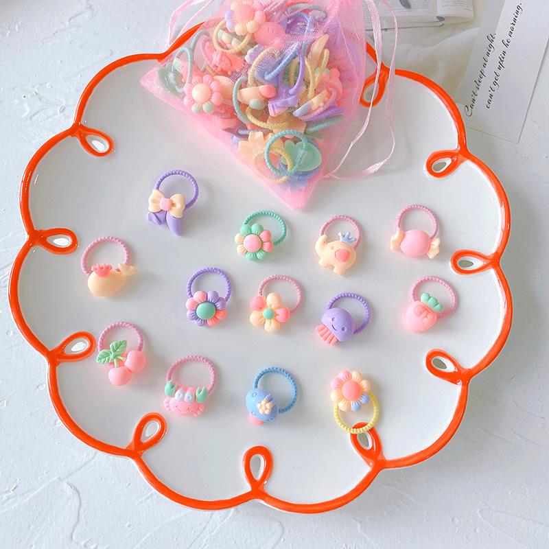 40Pcs/lot Baby Girl Hair Accessories Cute Flower Candy Baby Elastic Hair Ties Ponytail Holder Kids Girls Hair Ropes Rubber Band