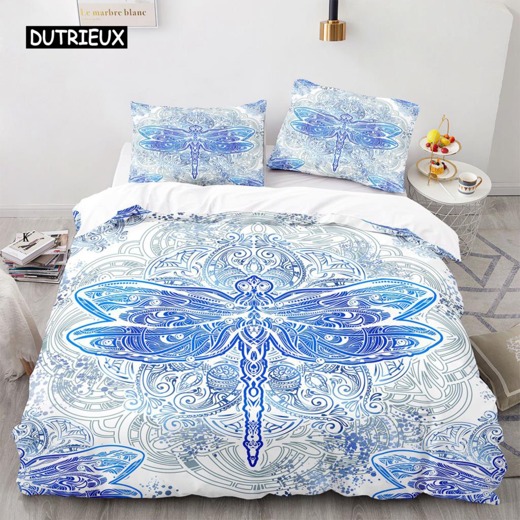 Death Moth Duvet Cover Set Queen Size Gothic Skull Boho Comforter Cover Black and White Skeleton Decorative Soft Bedding Set