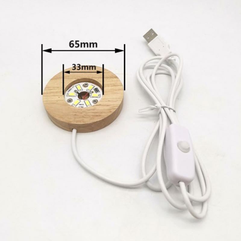 LED Light Dispaly Base Crystal Glass Resin Art Ornament Wooden Night Lamp Base
