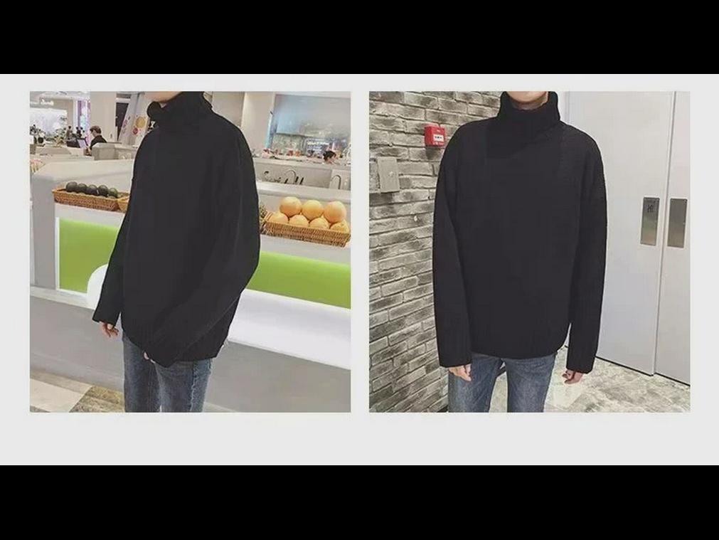 Pánský jednobarevný rolák - Hongkongský styl, inspirovaný Koreou, volný střih, trendy pro páry a studenty