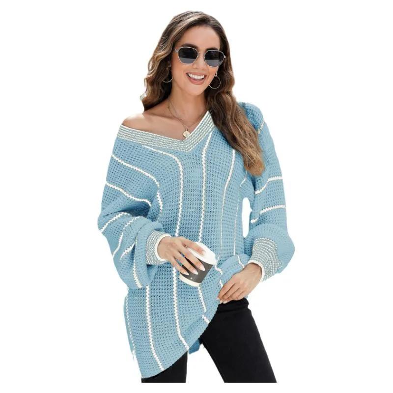Fashion Trend Slim Fit and Slimming Printed Sweater for Women Shi Ying's New V-neck Long Sleeved Top for Women's