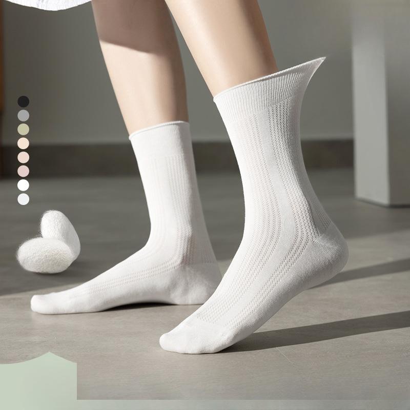 

Female Spring and Summer Thin Deodorant Sweat Absorption Antibacterial Mesh Breathable Tube Stack Socks 1 pair темно-сірий