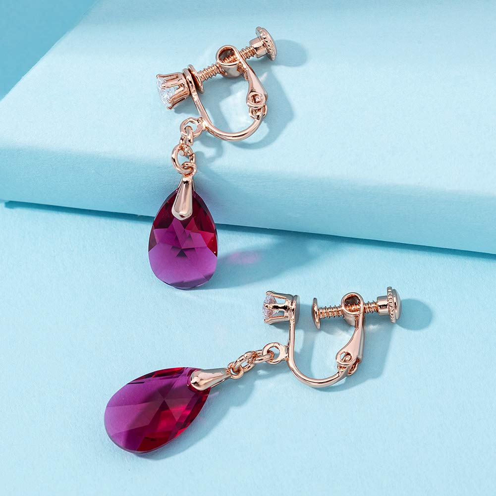 CHLOEOS Earrings for Water Austrian K18 Metal Day Gift for Anniversaries Women, Popular, Non-pierced Earrings, Drops, Delicate, Crystal, Gold, Adults,
