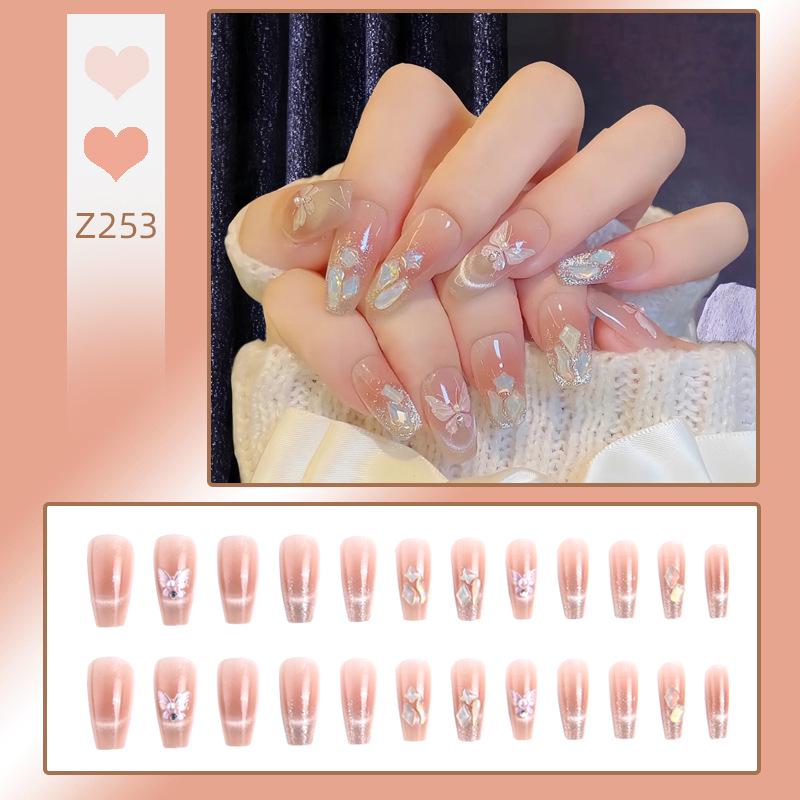 

Новые наклейки для ногтей «кошачий глаз» с бабочками и стразами - 24 носимых маникюрных элемента Glue Package