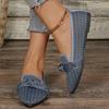 Knitted Plus Size Women's Shoes 2026 Spring Autumn Shallow Mouth Pointed Toe Flat Bottom Colorblock Mesh Breathable