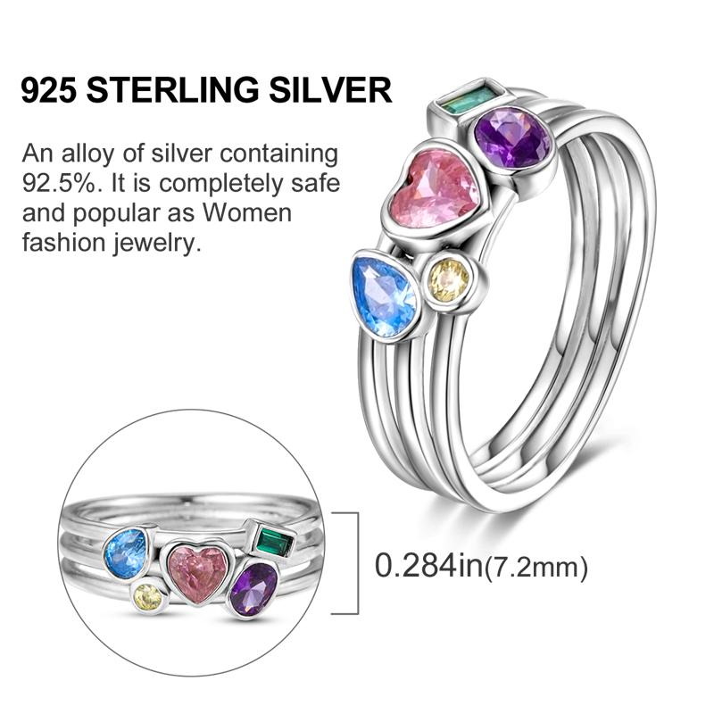 925 Silver Rainbow Colorful Zircon Closed Ring For Women Valentine's Birthday Fine Gifts Wedding Jewelry Accessories