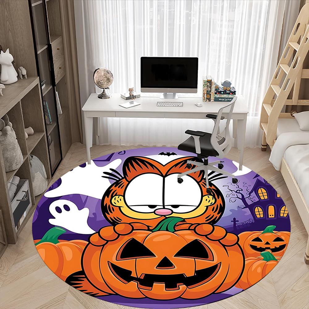 1 Stück Garfield Halloween Büro Runder Teppich, Unter Bürostühlen Schlafzimmer Wohnzimmer Heimdekoration a0926027