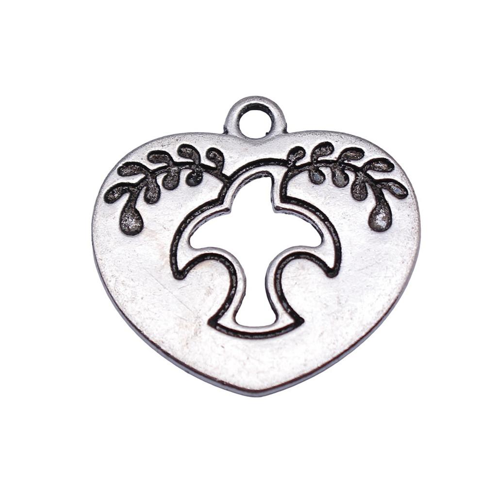 Filigree Heart Charms Antique Alloy Pendants For Vintage Floral Jewelry