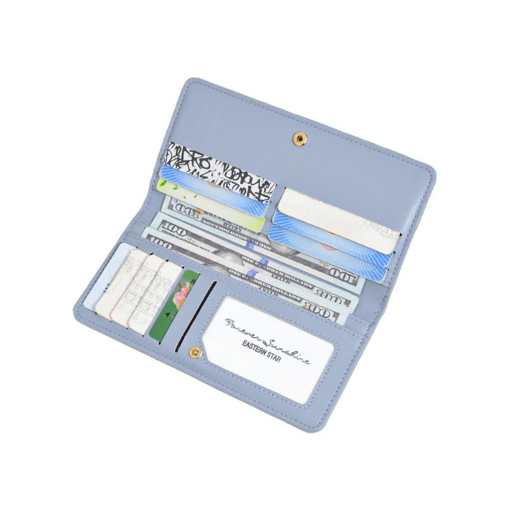 New RFID Anti-theft Brush Women's Wallet Solid Color Ultra-thin Credit Card Bag Zipper Buckle Long Wallet