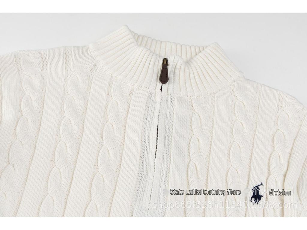 AA Scan Code 2025 Autumn/Winter RL Pony Embroidery High Neck Half-Zip Unisex Sweater