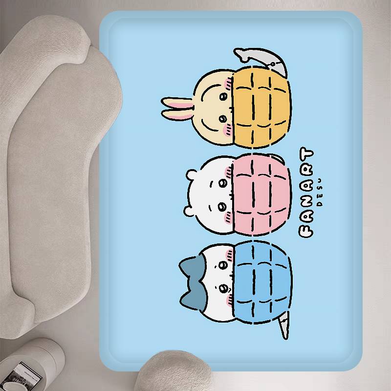 Cartoon C-Chiikawas Bathroom Mat Anti-slip Absorb Water Long Strip Cushion Bedroon Mat Welcome Doormat